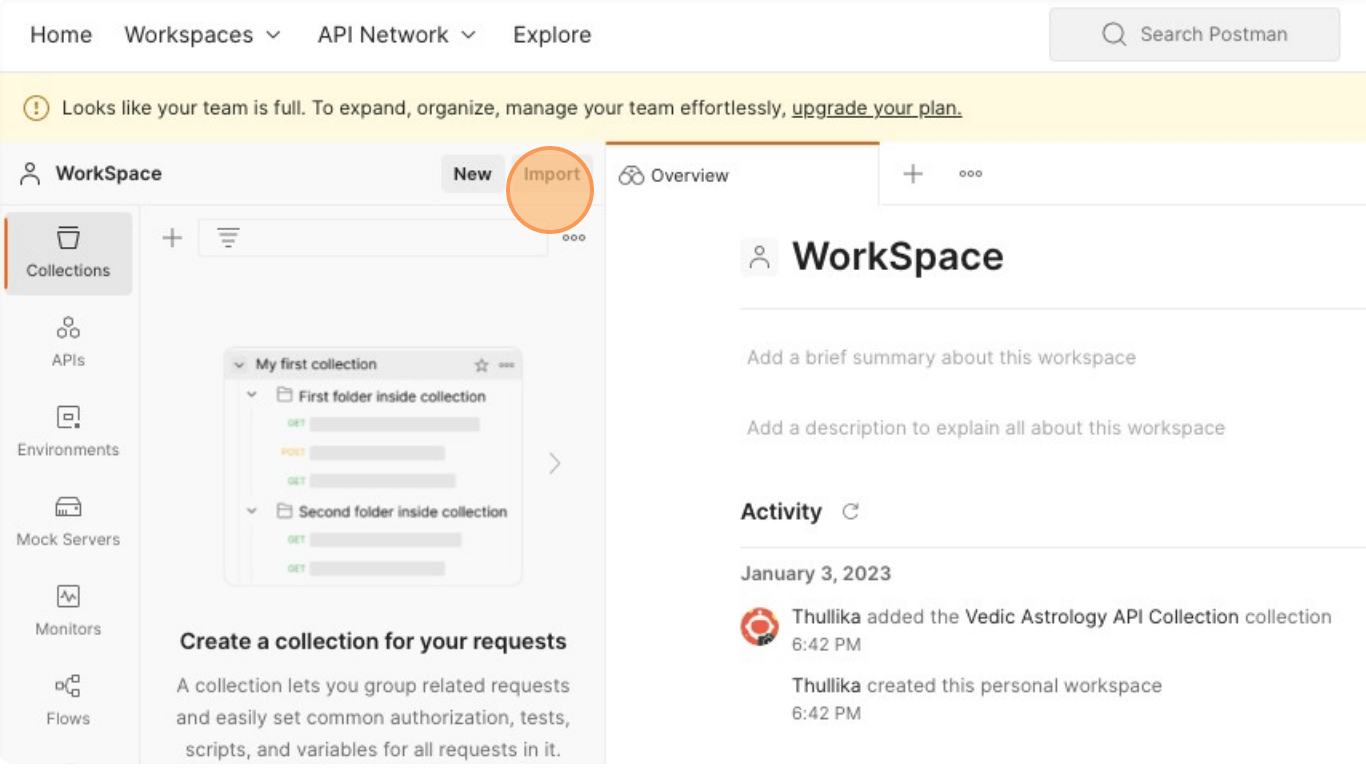 Postman Import Step 1